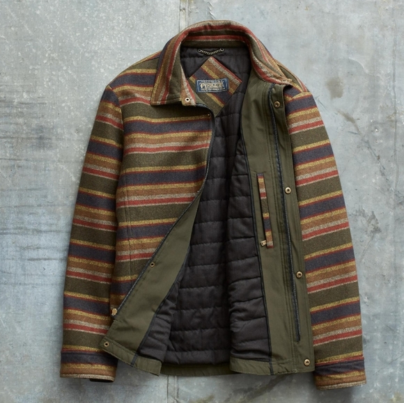 Pendleton Olive Stripe Coat Badlands National NWT - Picture 2 of 7